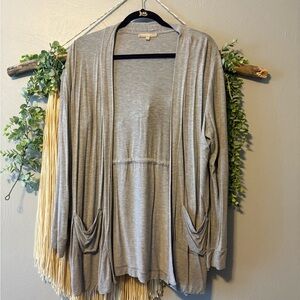 Gray Jersey knit Open Front Cardigan